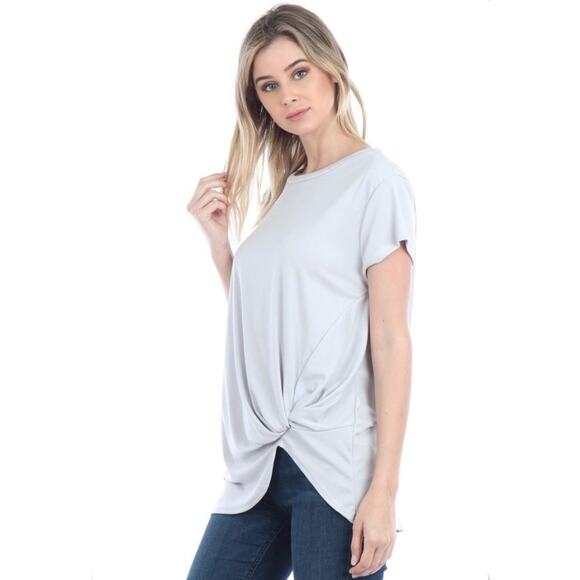 ♥ 568-C ♥ (S) Premium Rib Modal Top With Side Gathering Detail - Picture 2 of 2